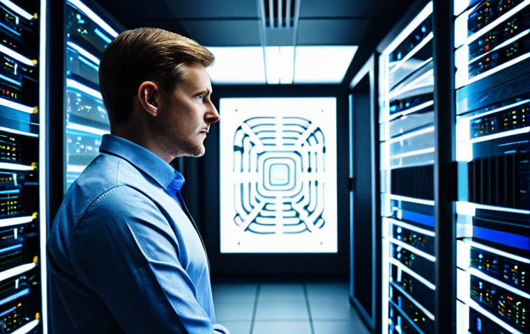 An experienced male data strategist, fully clothed in a modest, professional business casual outfit, stands thoughtfully in a sleek, modern server room. Abstract, glowing digital lines and interconnected nodes emanate from the servers, subtly forming a complex, maze-like visual around him, symbolizing the "Consumer Labyrinth." He is intently observing a large, transparent screen displaying intricate data visualizations and complex algorithms, demonstrating the power of data interpretation and precise targeting. The scene is illuminated by soft, ambient light, conveying a sense of intellectual depth and advanced technology. Perfect anatomy, correct proportions, natural pose, well-formed hands, proper finger count, natural body proportions, professional photography, high quality, safe for work, appropriate content, fully clothed, professional.