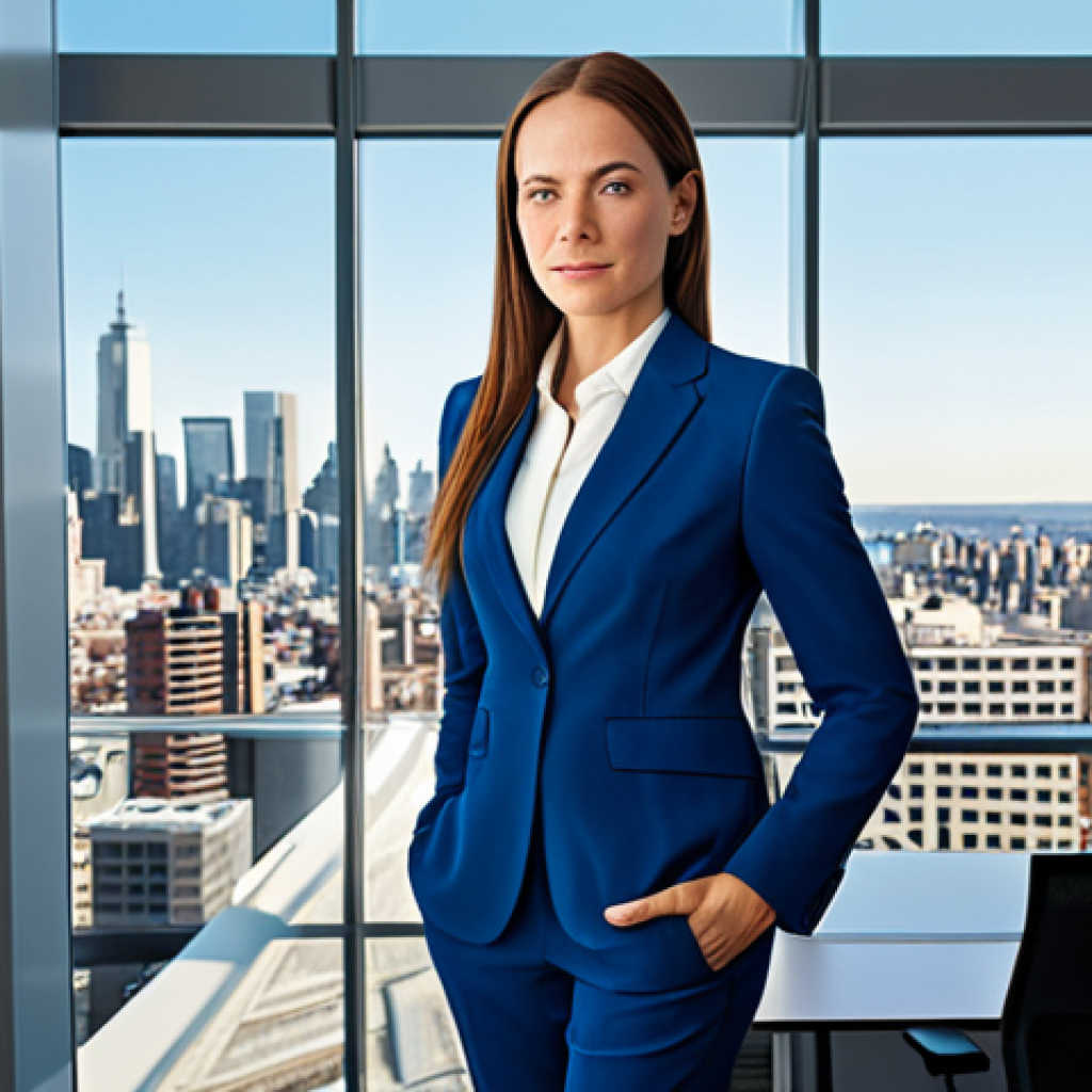 Business Professional**

"A confident businesswoman in a modern, fully clothed power suit, standing in a bright, contemporary office with large windows overlooking a city skyline, safe for work, appropriate attire, professional, perfect anatomy, natural pose, high-resolution photograph."

**
