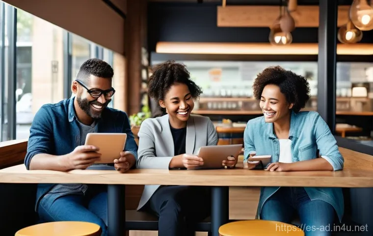 광고홍보사와 고객 참여 광고 전략 - **Prompt:** "A diverse group of adults, each wearing stylish, appropriate everyday clothing, are gat...