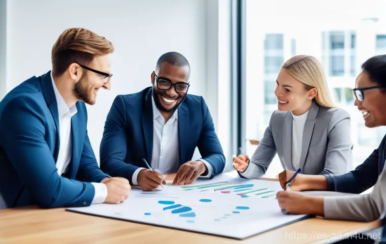 광고홍보사와 광고주 요구 분석 - **Image Prompt 1: The Strategic Partnership in Action**
"A diverse group of five professionals, ...